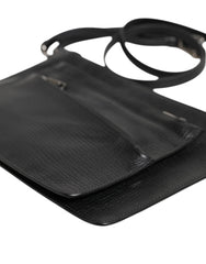 Dolce & Gabbana Black Palmellato Leather Logo Plaque Shoulder Borse Bag