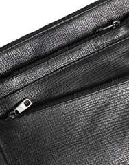 Dolce & Gabbana Black Palmellato Leather Logo Plaque Shoulder Borse Bag
