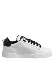 Dolce & Gabbana White Leather Portofino Lace Up Sneakers Shoes