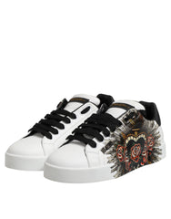 Dolce & Gabbana White Leather Portofino Lace Up Sneakers Shoes