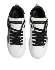 Dolce & Gabbana White Leather Portofino Lace Up Sneakers Shoes