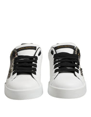 Dolce & Gabbana White Leather Portofino Lace Up Sneakers Shoes