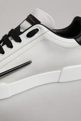Dolce & Gabbana White Leather Portofino Lace Up Sneakers Shoes
