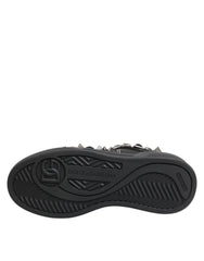 Dolce & Gabbana Black Leather Studded Low Top Sneakers Shoes