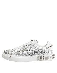 Dolce & Gabbana White Portofino Studded Men Sneakers Shoes