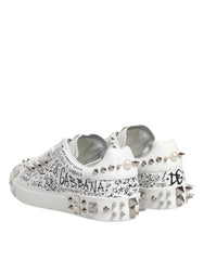 Dolce & Gabbana White Portofino Studded Men Sneakers Shoes