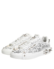 Dolce & Gabbana White Portofino Studded Men Sneakers Shoes