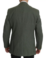 Romeo Gigli Green Linen Blazer One Piece Single Breasted Jacket