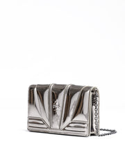 Ferrari Metal Silver GT patent leather bag with chain