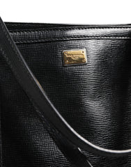 Dolce & Gabbana Black Leather Miss Escape Shopping Tote Women Borse Bag