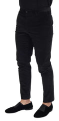 Dolce & Gabbana Black Stretch Cotton Slim Trousers Chino Pants