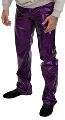 Dolce & Gabbana Purple Metallic Nylon Straight Trouser Pants