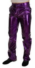 Dolce & Gabbana Purple Metallic Nylon Straight Trouser Pants