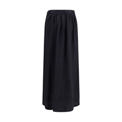 Kristina Ti Black Fleece Wool Long Skirt