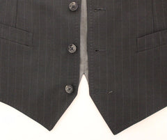Dolce & Gabbana Gray Striped Formal Dress Gilet Vest