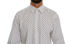 Dolce & Gabbana White Dotted Dress Formal MARTINI Shirt