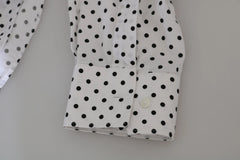 Dolce & Gabbana White Dotted Dress Formal MARTINI Shirt