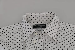 Dolce & Gabbana White Dotted Dress Formal MARTINI Shirt