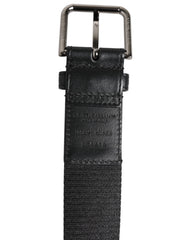 Dolce & Gabbana Black Blue DG Logo Silver Metal Buckle Belt