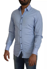 Dolce & Gabbana Light Blue Cotton Slim Fit Dress Shirt
