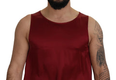 Dolce & Gabbana Red Round Neck Sleeveless Silk T-shirt
