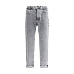 Brunello Cucinelli Gray Cotton Straight-Leg Jeans