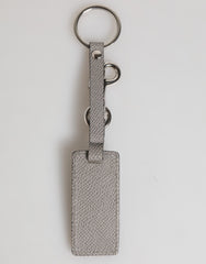 Dolce & Gabbana Gray Leather Logo Metal Ring Keychain Holder Men Keyring