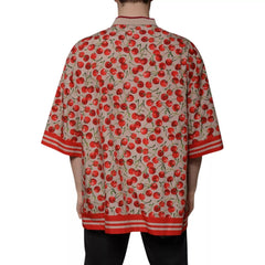 Dolce & Gabbana Beige Cherry Nylon Buttoned Casual Shirt