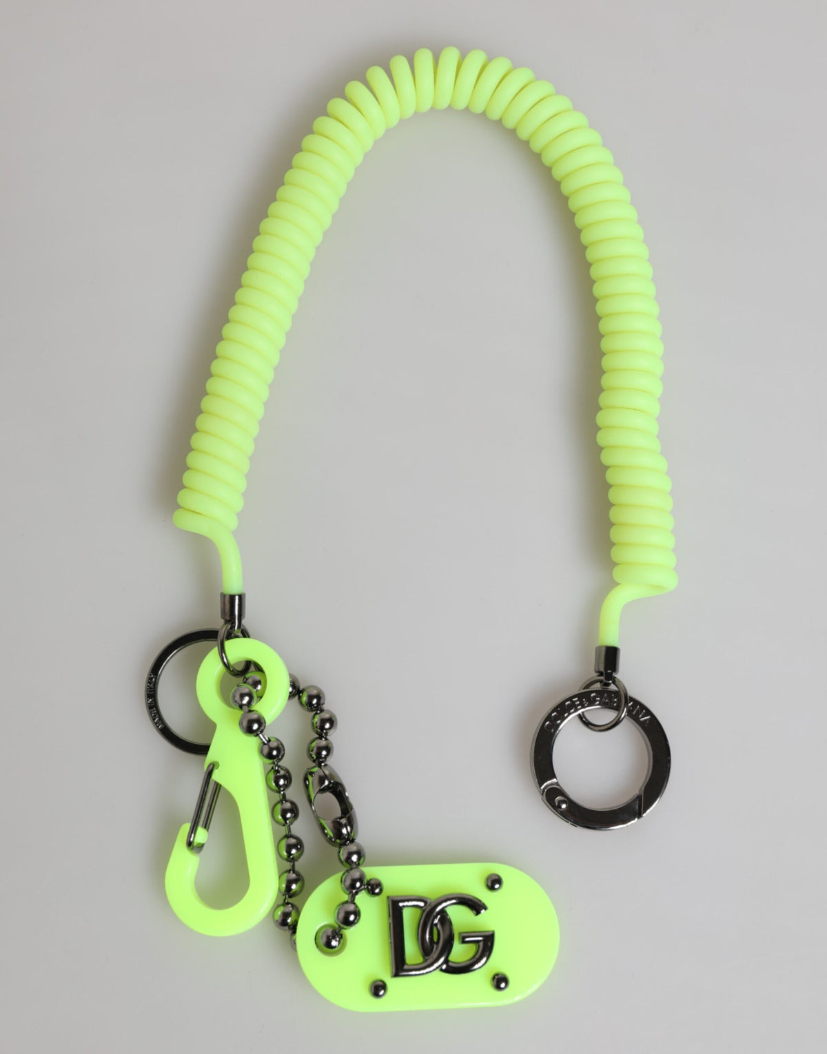 Dolce & Gabbana Green Springy Key Holder DG Logo Men's Keychain