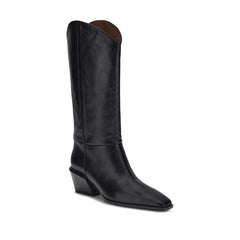 Paris Texas Black Calf Leather Bos Taurus Ankle Boots
