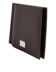 Dolce & Gabbana Brown Leather DG Logo Engrave Bifold Card Holder Wallet