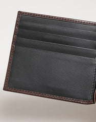 Dolce & Gabbana Brown Leather DG Logo Engrave Bifold Card Holder Wallet