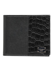 Dolce & Gabbana Black Exotic Leather Bifold Card Holder Men Wallet
