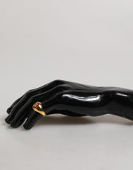 Dolce & Gabbana Gold Tone Real Brass Round Red DG Logo Men Ring