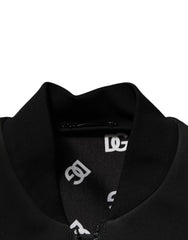 Dolce & Gabbana Black Polyester Logo Plaque Bomber Jacket