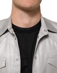 Dolce & Gabbana Metallic Gray Cotton Button Down Men Shirt