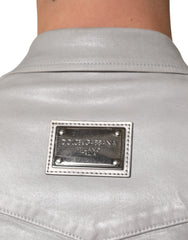 Dolce & Gabbana Metallic Gray Cotton Button Down Men Shirt