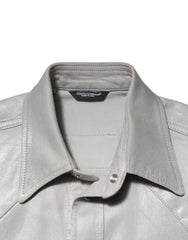 Dolce & Gabbana Metallic Gray Cotton Button Down Men Shirt