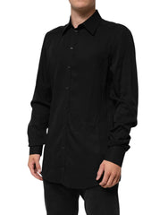 Dolce & Gabbana Black Viscose Long Sleeve Formal Dress Shirt