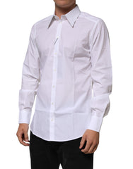 Dolce & Gabbana White Cotton Slim Fit Dress Formal Men Shirt