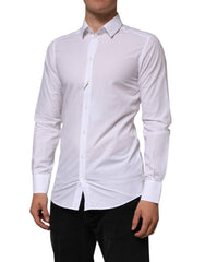 Dolce & Gabbana White Cotton GOLD Formal Men Longsleeves Shirt