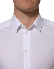 Dolce & Gabbana White Cotton GOLD Formal Men Longsleeves Shirt