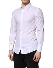 Dolce & Gabbana White Cotton GOLD Long Sleeves Dress Shirt