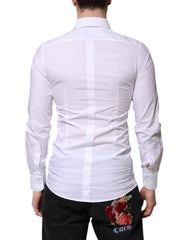 Dolce & Gabbana White Cotton GOLD Long Sleeves Dress Shirt