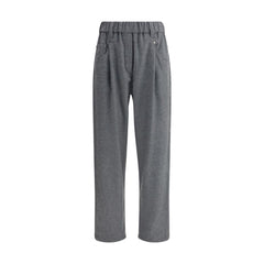 Brunello Cucinelli Gray Fleece Wool Casual Pants