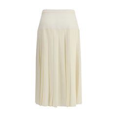 Alessandra Rich White Fleece Wool Midi Skirt