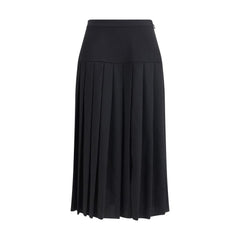 Alessandra Rich Black Fleece Wool Midi Skirt