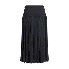Alessandra Rich Black Fleece Wool Midi Skirt