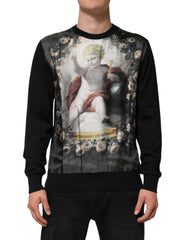 Dolce & Gabbana Black Cashmere Cherub Print Baroque Sweater