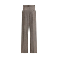 Saint Laurent Wool Herringbone pattern wide leg Pants